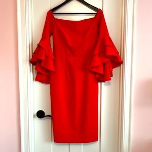 NWT Milly size 4 Double Ruffle Selena Dress Color: Cherry
